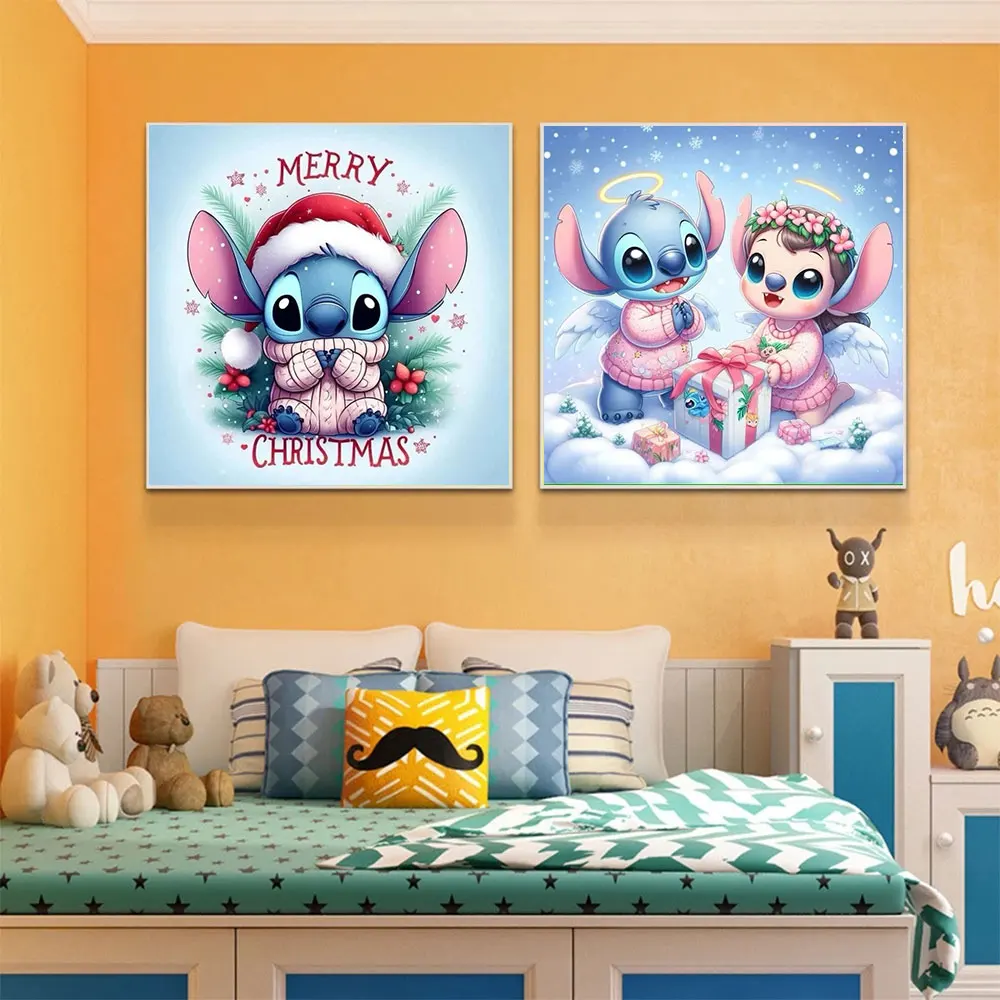 5D Diamond Painting Posters DIY Canvas Kits Cute Cartoon Lilo Stitch Diamond Art Cross Stitch Mosaic Handicrafts Kids Home Decor