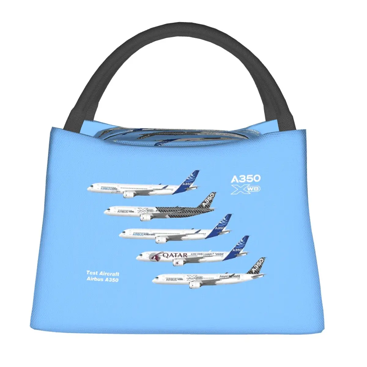 Airbus A350 Test Aircraft Fleet Illustration Lunch Bags Insulated Bento Box Resuable Lunch Tote Picnic Bags for Woman Office