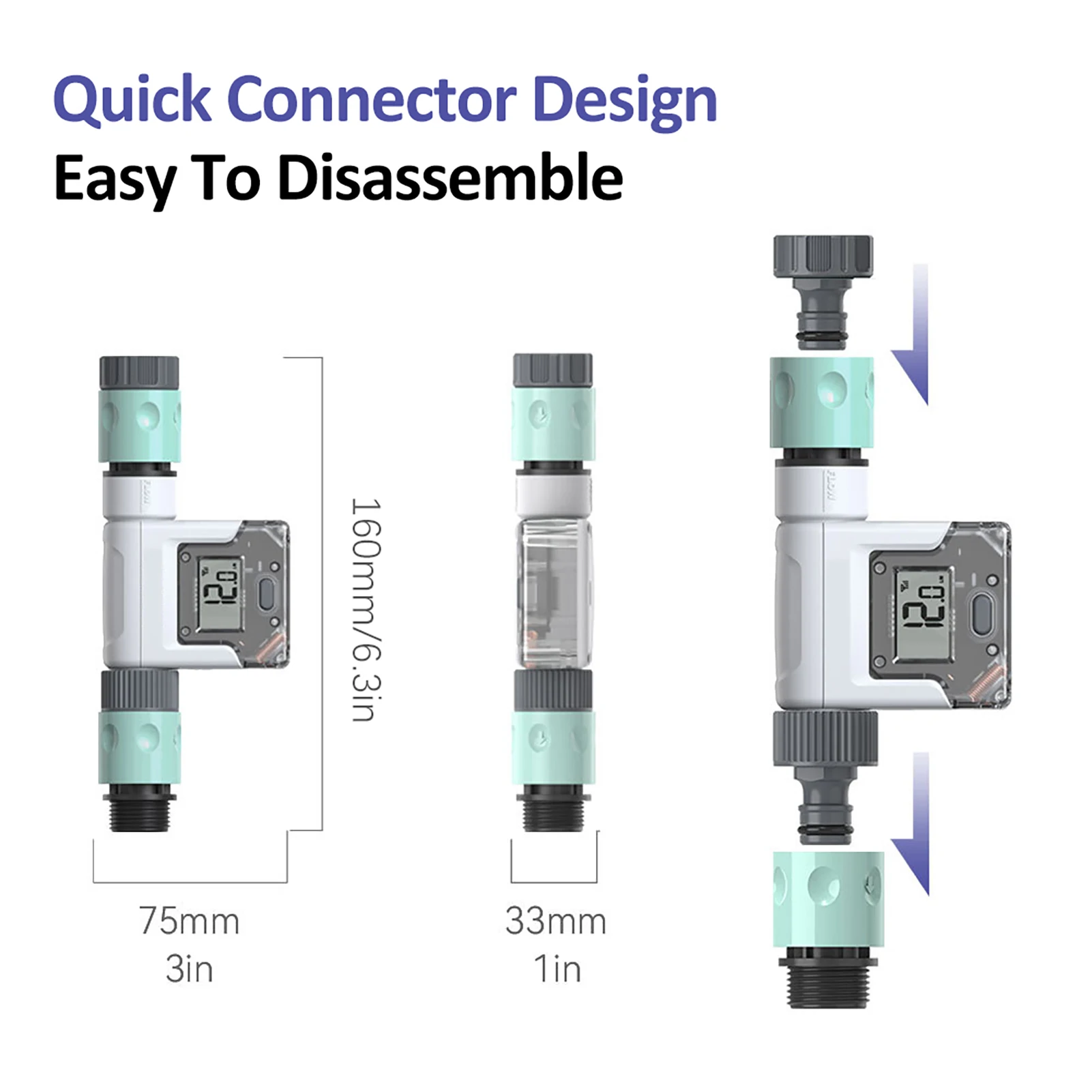 WiFi Water Flow Meter for Garden Hose Smart Water Meter with 4 Flow Modes Real Time Flow Tracking Easy Reading Display Usage