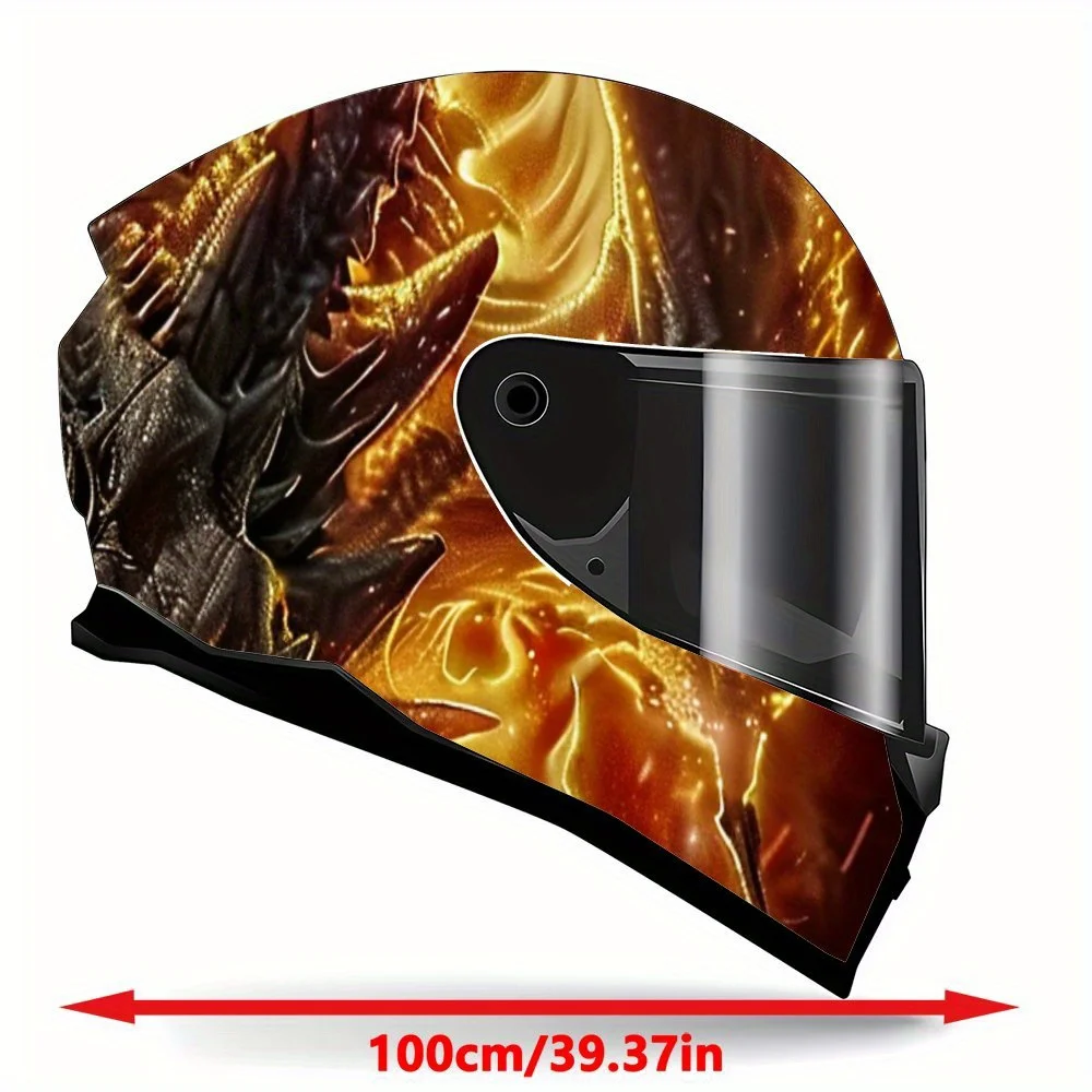 Ferocious Flame Full Helmet Sticker Durable PVC Motorcycle Racing Graphic Sticker, Perfect Gift for Cycling Enthusiasts, Helmet