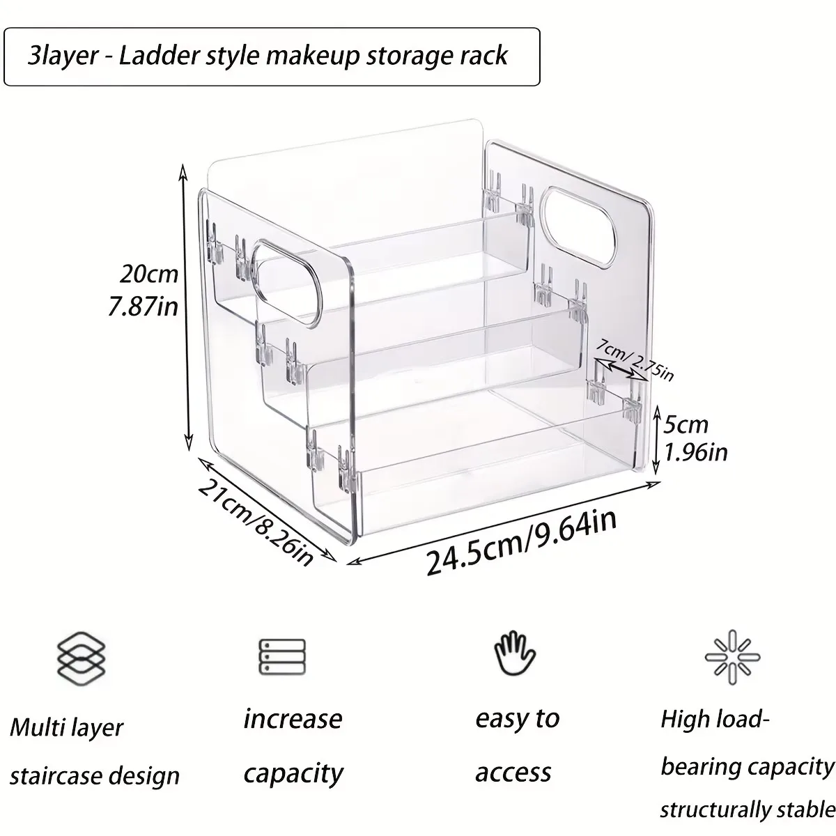 

1pc acrylic transparent three-tier ladder perfume display shelf desktop bathroom cosmetics organizer dresser store storage box