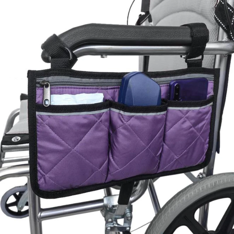 Borsa portaoggetti laterale per bracciolo per sedia a rotelle tasca portatile adatta per la maggior parte delle ruote da passeggio e accessori per attrezzature mobili