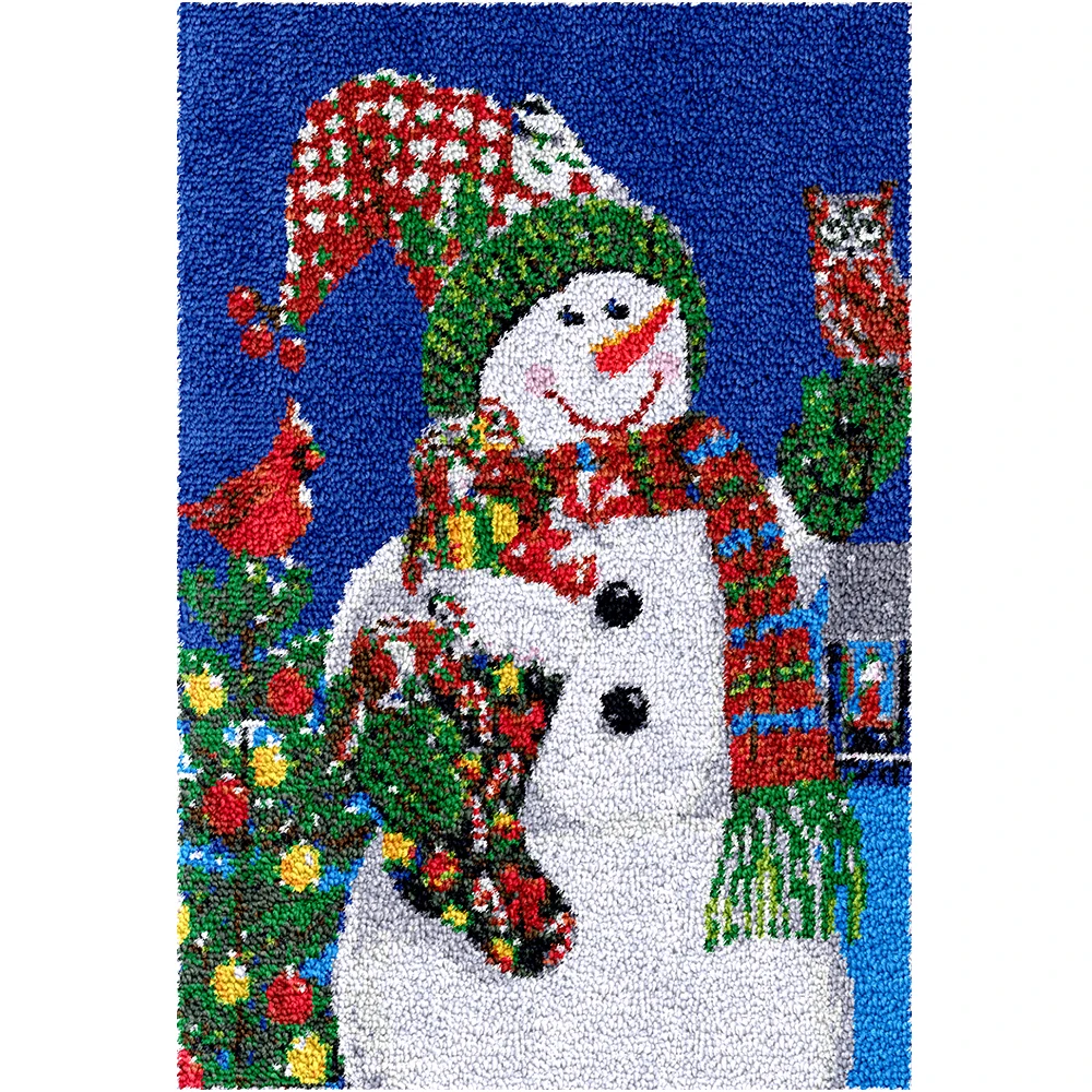 

Home Christmas decor Snowman Latch hook rug kits Embroidery Carpet embroidery with printed pattern Creative DIY Craft for adult