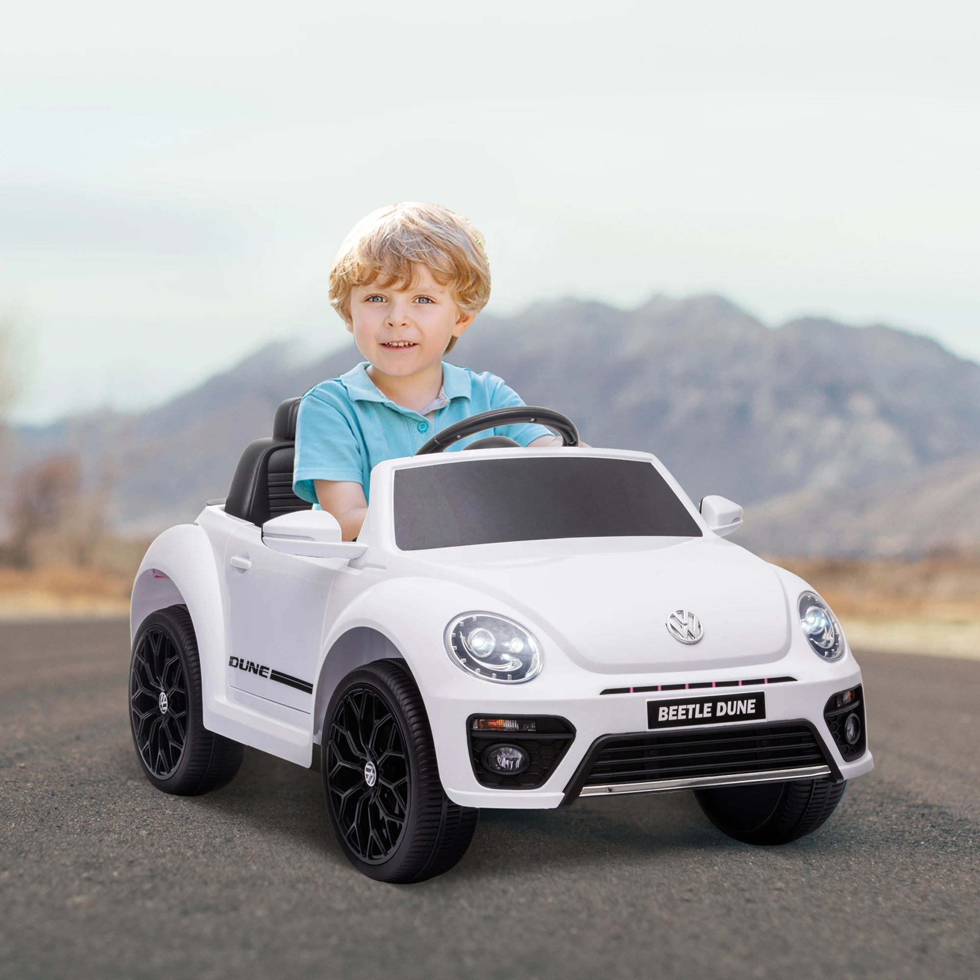 Electric Children's Car Equipped with Two 12V Motors and Four-Wheel Suspension System, 3-5 Km/H, with Remote Control and Music, Dimensions: 97L X 56.5W X 46H cm 1