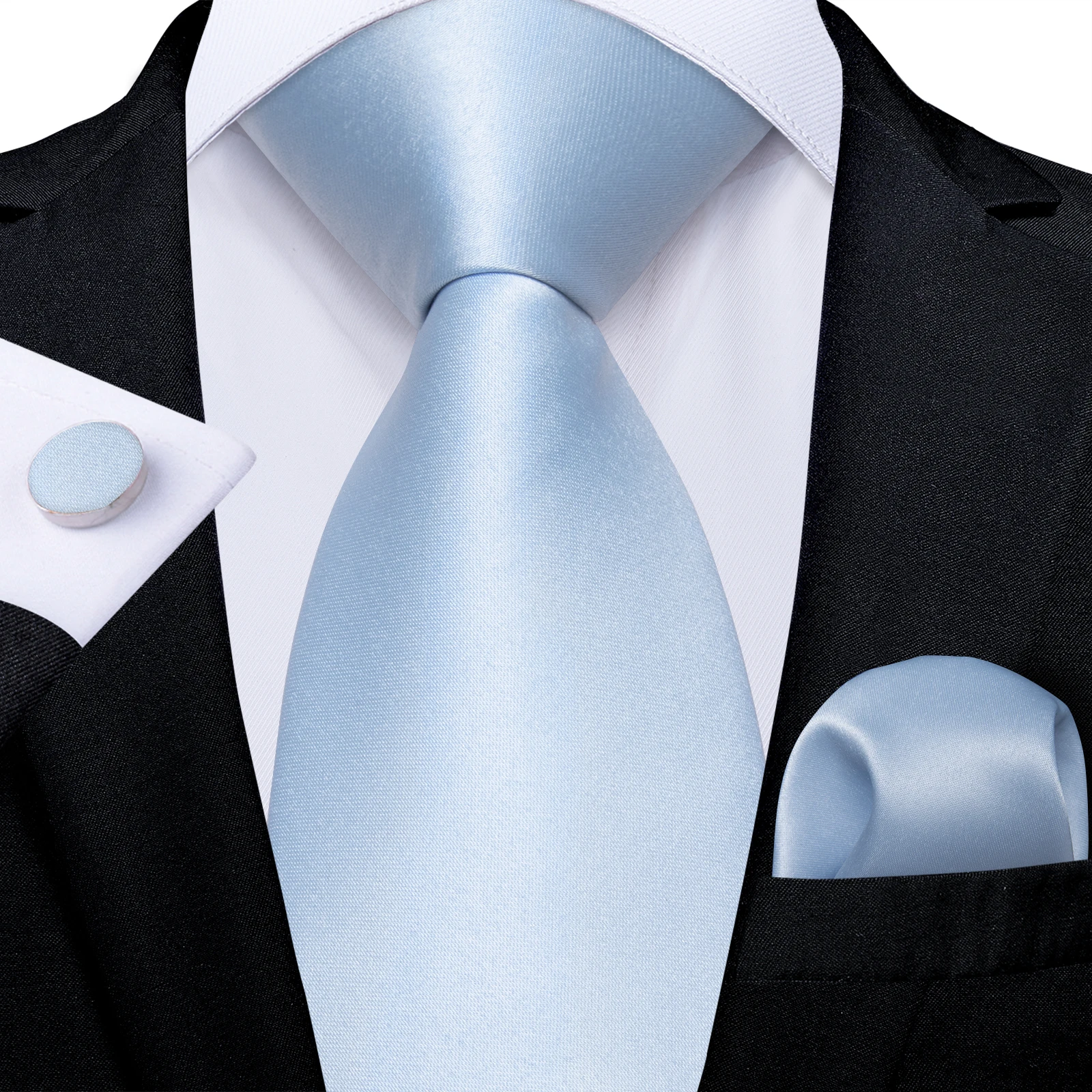 Olive Green Solid Ties for Men, Pocket Square Set