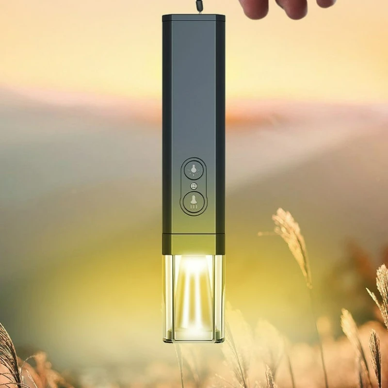 Dual Light Source Outdoor Rechargeable Flashlight with Strong Beam, Red and Blue Warning, Magnetic, Portable Emergency Light