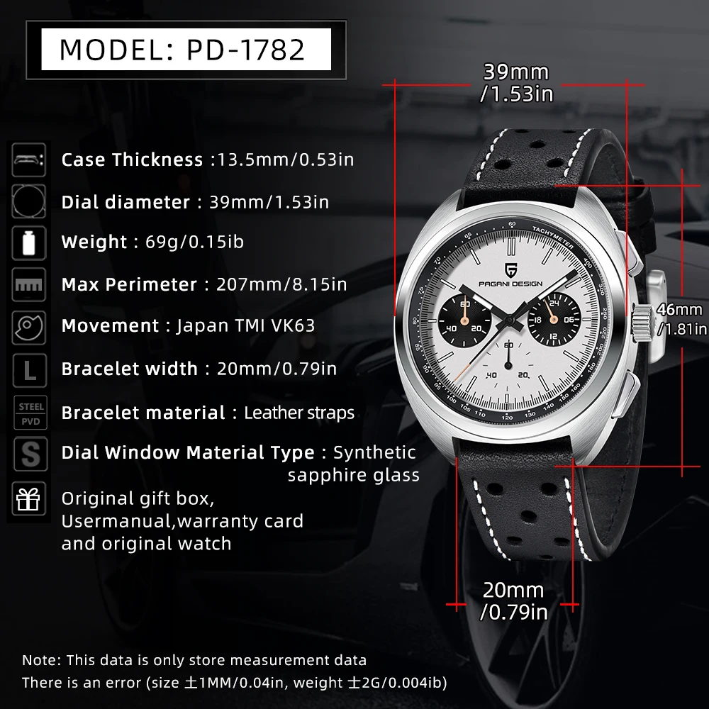 PAGANI DESIGN 2024 New Turtle Back Case Sport Chronograph Luxury Retro Quartz Watches For Men AR Sapphire glass Wrist watch Men