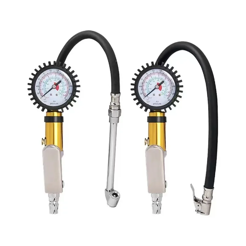 Handheld Dual Head Tire Inflator Pressure Gauge Pneumatic Air Chuck Car Tyre Inflation Tool Vehicle Maintenance Hardware Parts