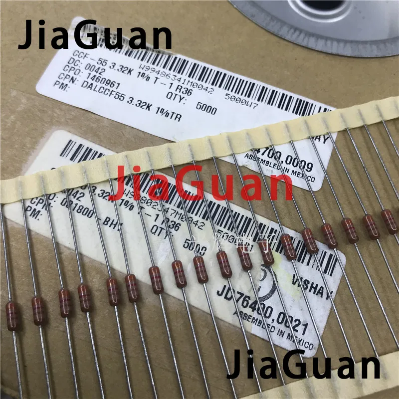 50PCS VISHAY DALE CCF55 0.25W 3.32K 1% Metal Film Color Ring Resistors CCF-55 1/4W 3.32k Precision resistor