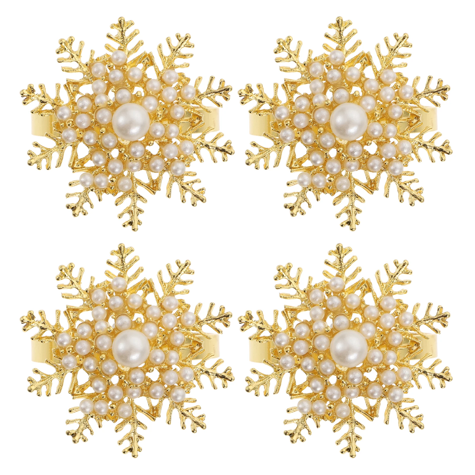 

4pcs Napkin Rings Golden Snowflake Design Christmas Decorative Buckle Banquet Dinner Table Setting Kitchen Bar Accessories