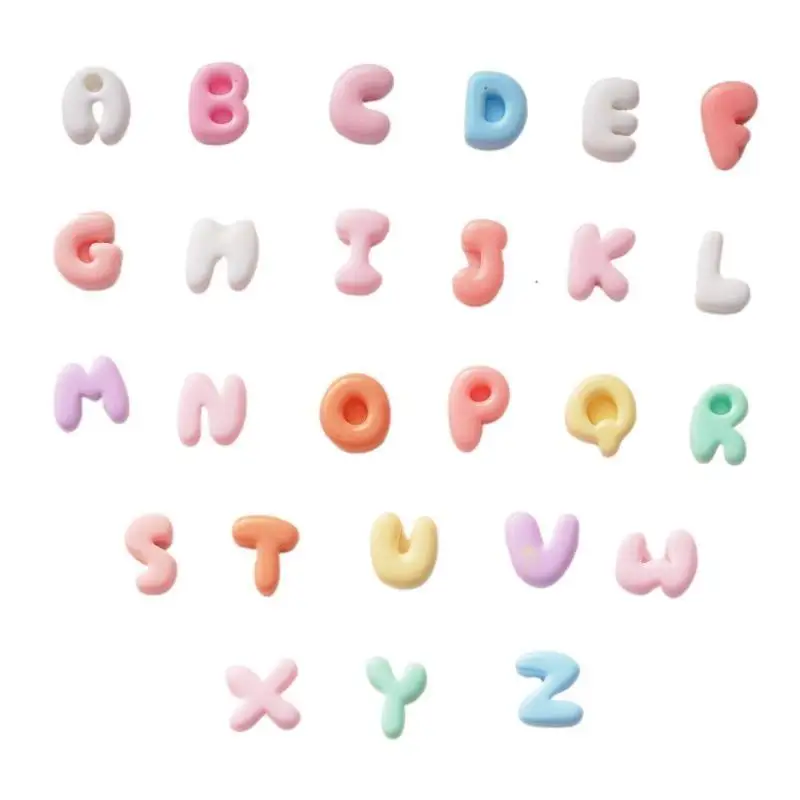 50 Stück Pastellfarbene Alphabetperlen, Cartoon-Englische Buchstaben, Acrylperlen, farbige lose Abstandshalterperlen für die Schmuckherstellung, DIY-Halskette – Detail 4