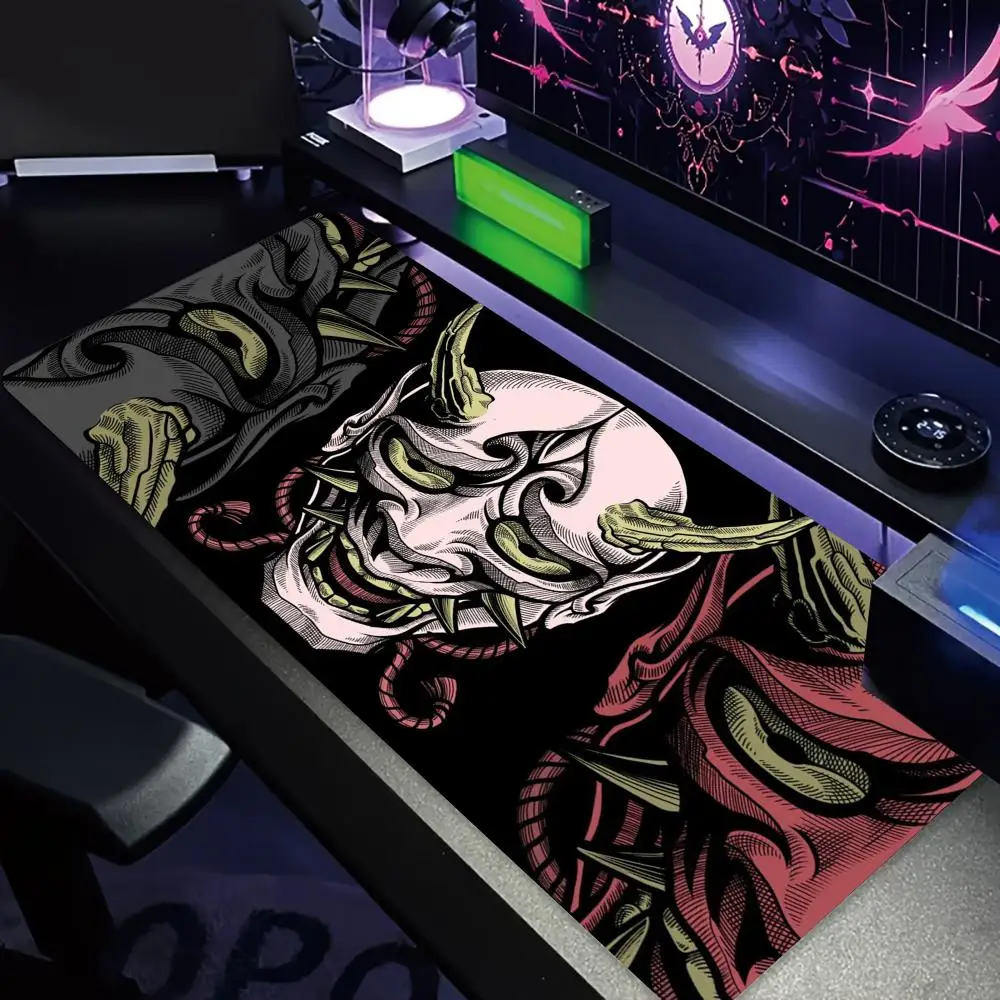 

Japanese Onimusha Mask Illustration large Mouse Pad Desk Mat Gaming pad pc accessories keyboard mousemat mauspad office rug
