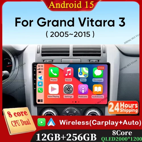 Imagen 1 del producto Reproductor Multimidia de Radio para coche Android 15 para Suzuki Grand Vitara 3 2005-2015 GPS Auto Carplay pantalla táctil vídeo navegable estéreo