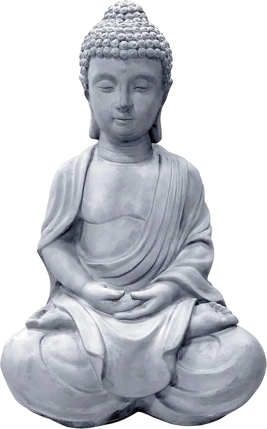 

25.6" Lightweight Sitting Meditating Buddha Zen Indoor Outdoor Statue Natural Concrete