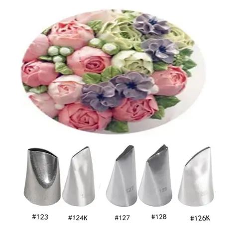 5Pcs Rose Petal Metal Cream Tips Cake Decorating Tools Icing Piping Nozzles Pastry Tip Cake Cream Decorating Cupcake Tools