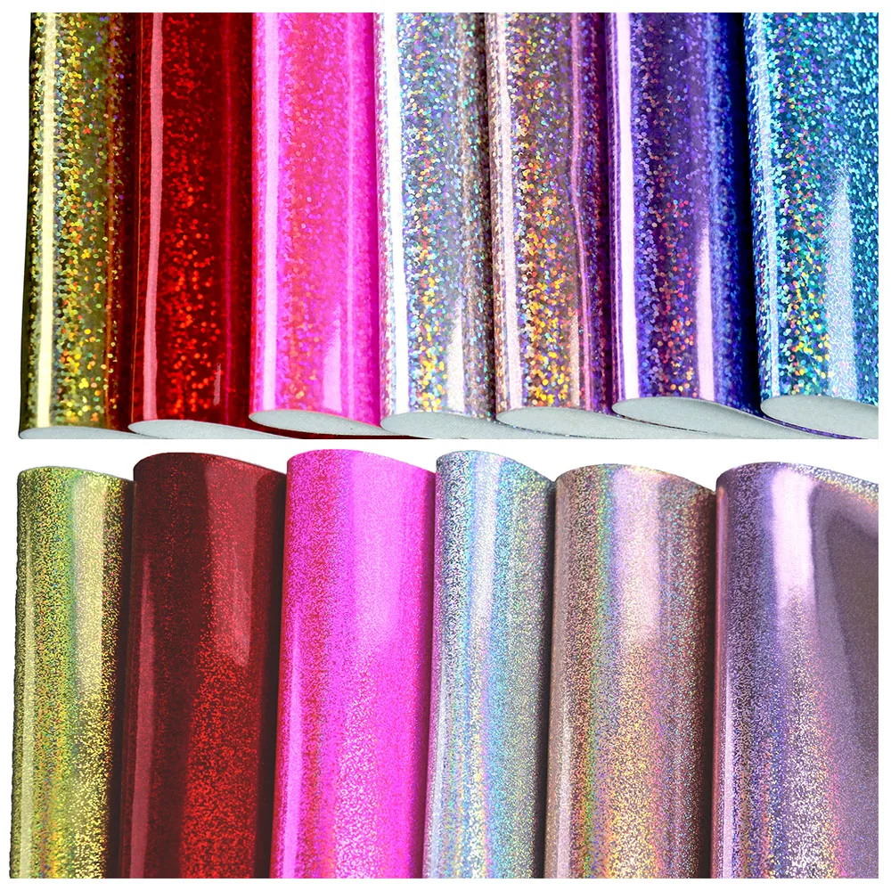 Mirror Iridescent Holographic Glitter Power Faux Synthetic Leather Fabric For Bows Earring Decoration DIY CN406