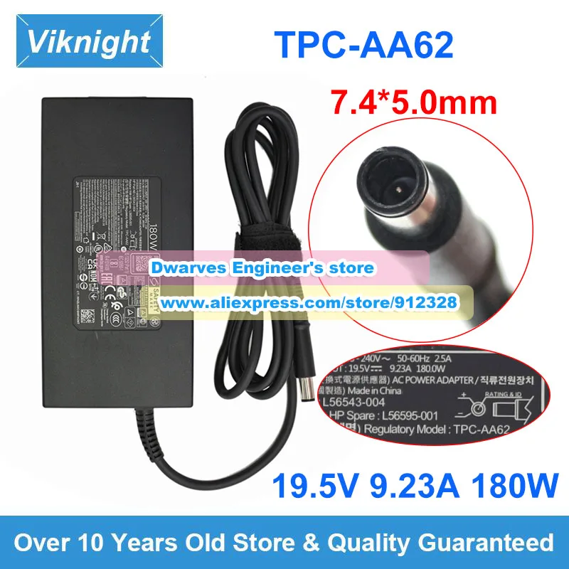 Genuine TPC-AA62 AC/DC Adapter 19.5V 9.23A 180W Laptop Charger for HP L56543-004 L56595-001 Power Supply 7.4x5.0mm