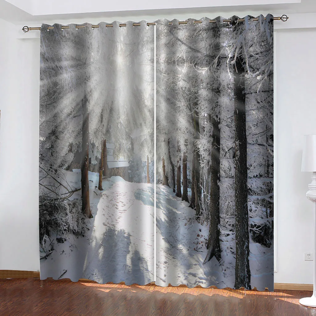 Bedroom living room windproof thickening blackout fabric grey forest curtains soundproof windproof curtains