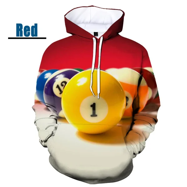 2023 Newest Fashion 3D Print Pool Balls Billiards Hoodies Unisex Long Sleeve Pullover Hooded Sweatshirts Casual Hoodie Tops