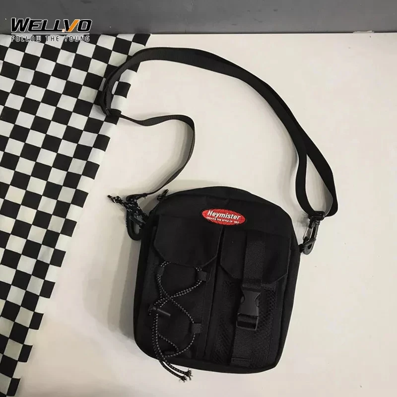 Street Mini Crossbody Bag Men\'s Hip Hop Small Messenger Bags Fashion Cell Phone Flap Men Waterproof Oxford Shoulder Pack XA58C