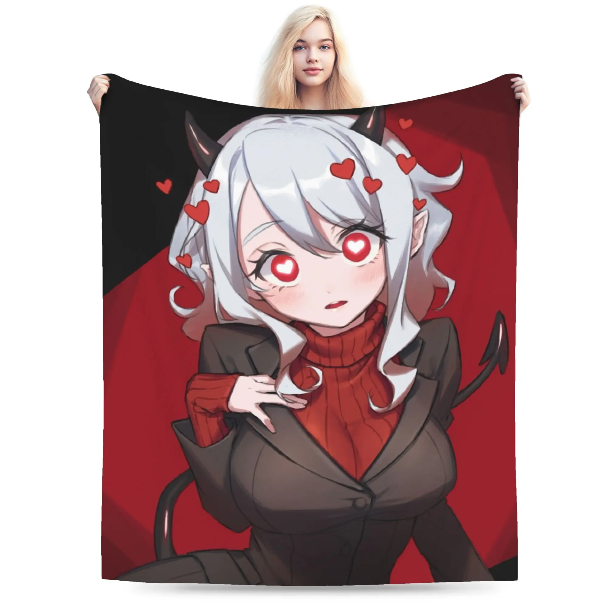 Contradiction Helltaker Lucifers Modeus Blanket Multiple Sizes Warm Cozy Fluffy  Throw Blankets for Couch Sofa and Bed
