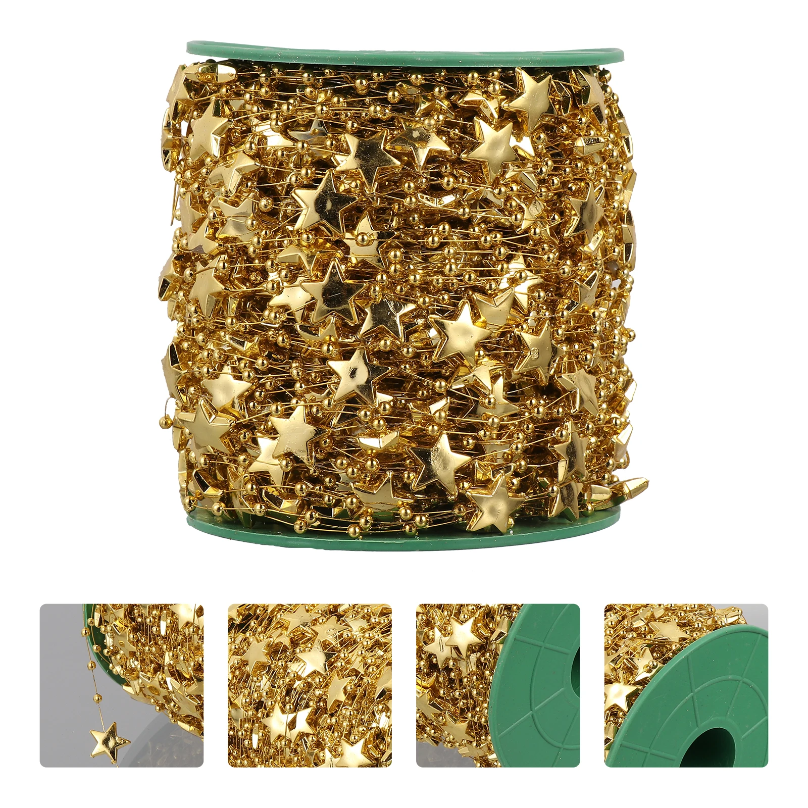 

Vintage Christmas Decor Pentagram Bead Chain Party Decoration Wedding Golden Bride