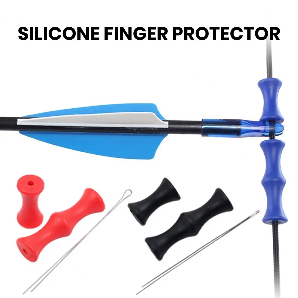 2 Pairs Bowstring Finger Savers Silicone Archery Recurve Finger Guard Fast Rebound Secure Arrow Positioning Archery Roller