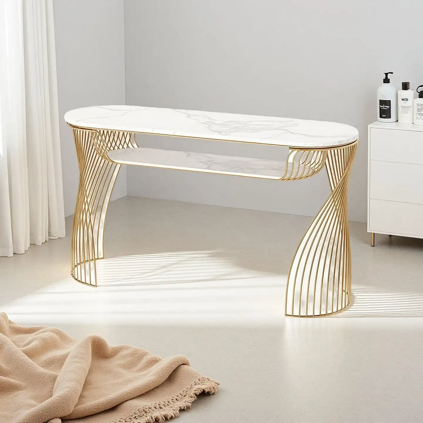 

Scandinavian Rock Slab Net Red Nail Art Table and Chair Set Combination Iron Single Double Tavolo Unghie Commercial Furniture