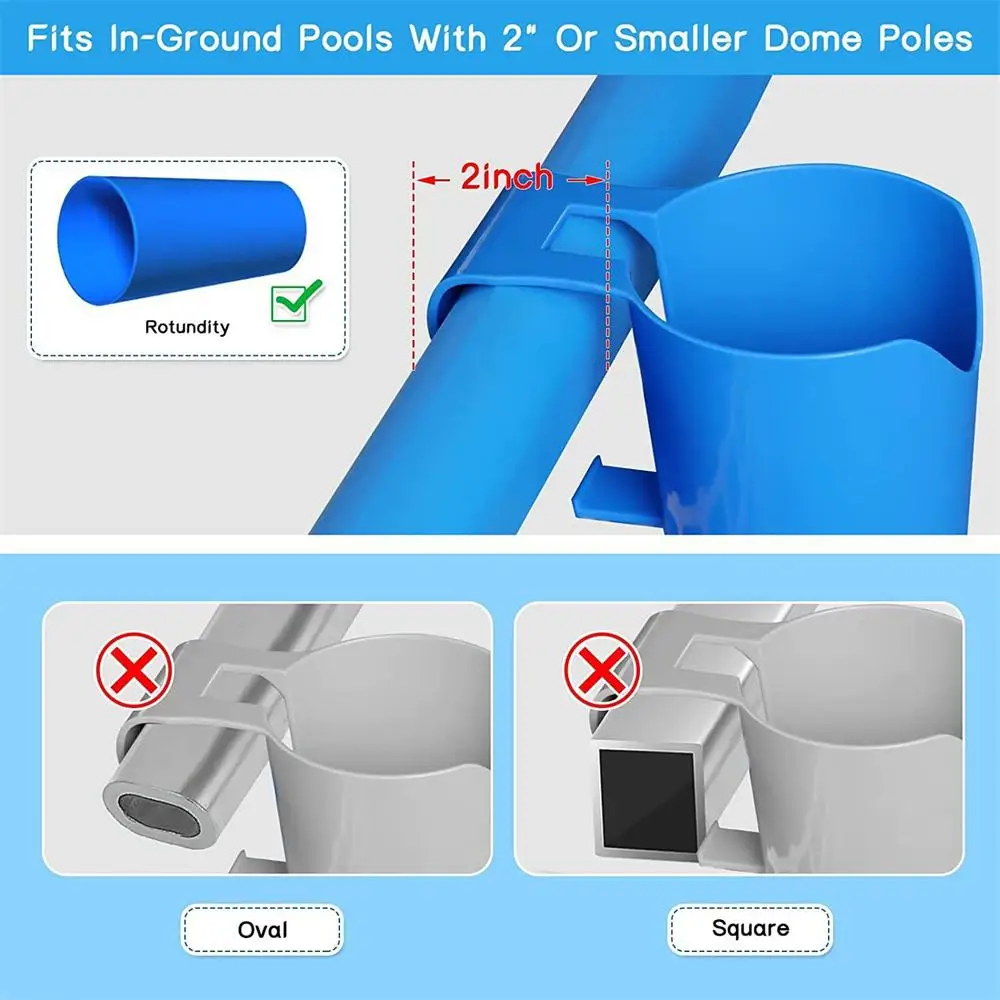 Swimming Pool Rack Multipurpose Fall Resistance Wear-resistant Sturdy Handle Can Be Hung Drink Holder Hanger High Capacity Blue