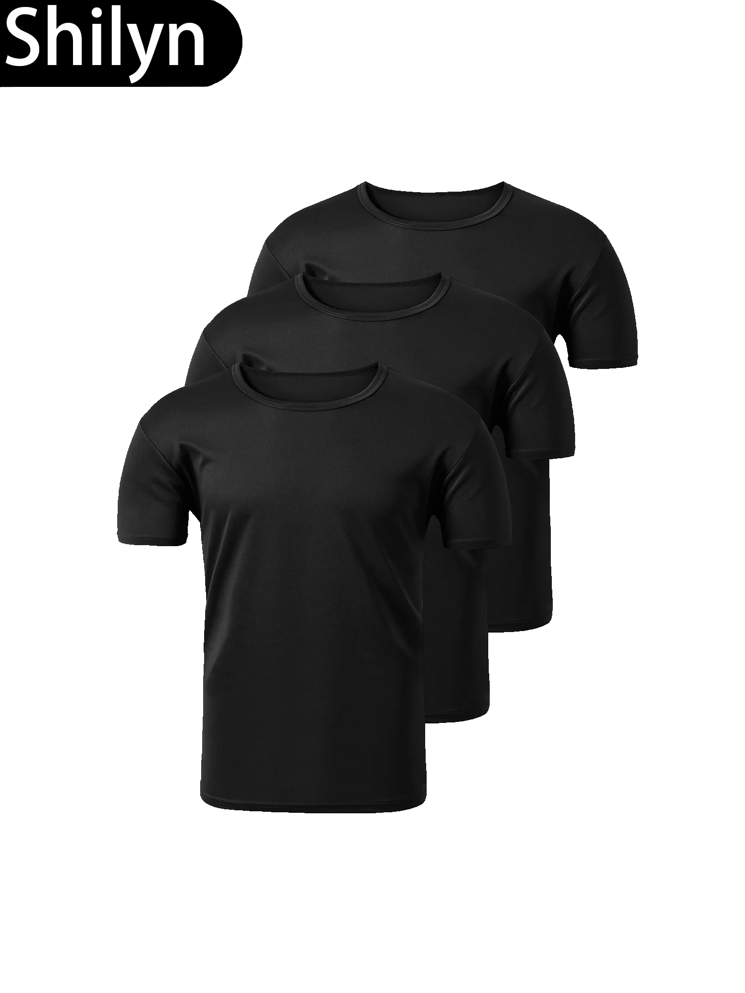 3 قطع تي شيرت رجالي سريع الجفاف بأكمام قصيرة في صالة الألعاب الرياضية والجري والتدريب فتل الرطوبة ورقبة دائرية قميص رياضي خفيف الوزن