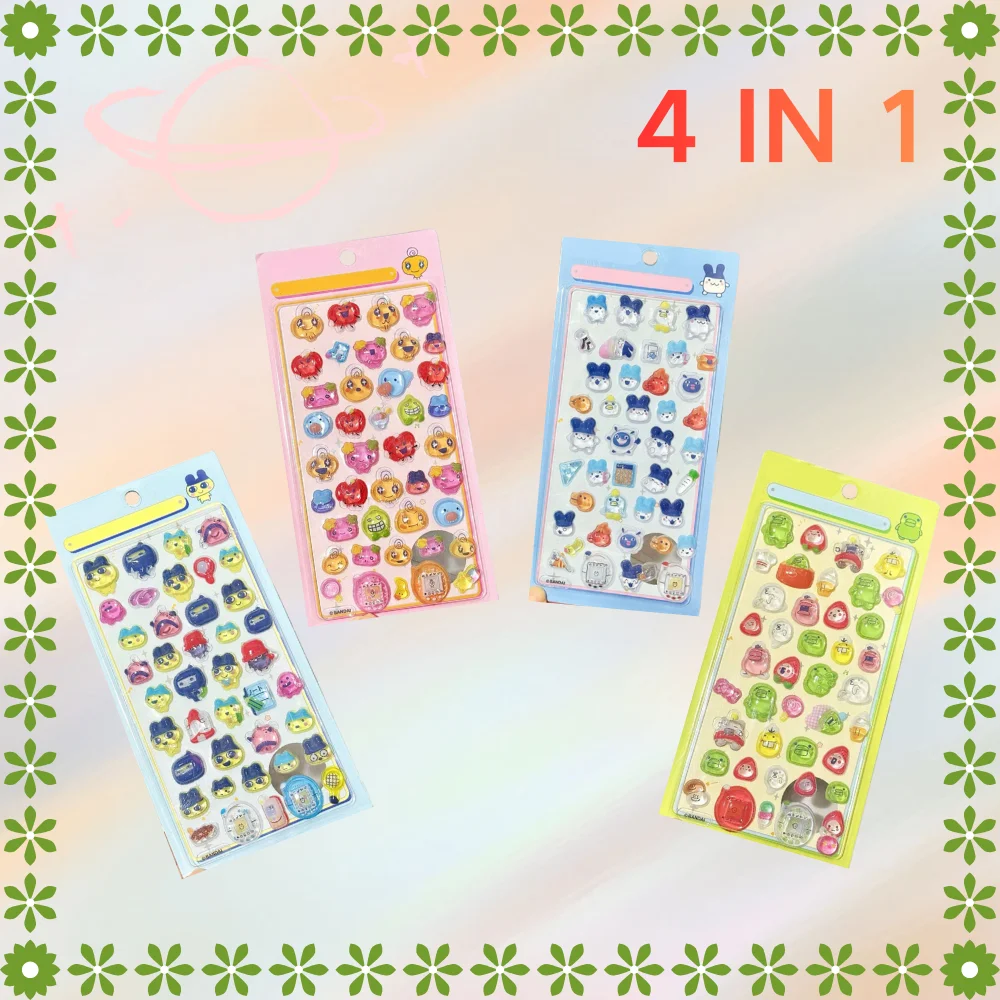 

4 In 1 Nostalgic Tamagotchi Digital Pet Stickers 3D Embossed DIY Scrapbook Laptop Phone Case Decal Creative Stationery Gift