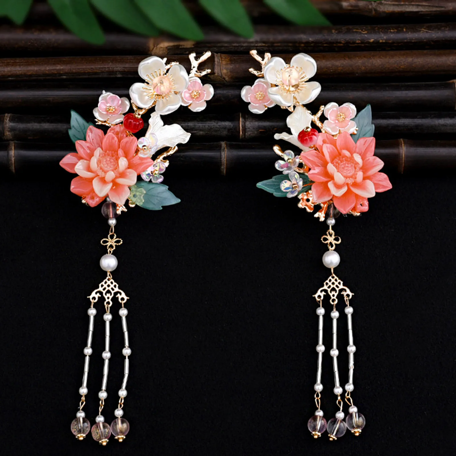 Vintage Flower Paired Hair Clip Stable Grip Elegant Headdress with Pearl for Festival Wedding Party Head Decor