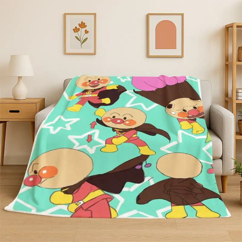 Retro Brave Anpanman Cartoon Flannel Blanket Soft Warm Throw Blanket for Bedroom Living Room Bed Travel office Picnic Fest Gift