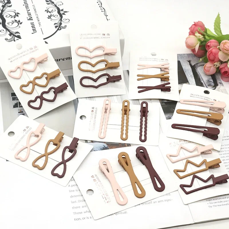 Coffee color cute Snap Hair Clips for Girls Clip Pins BB Hairpins Color Metal Barrettes for Baby Children Styling Accessories