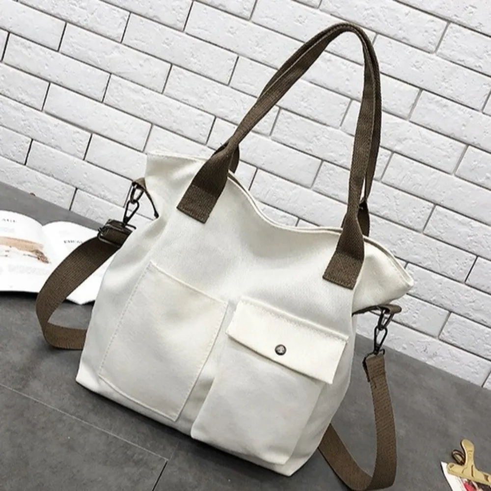 New Canvas Memorial Black Handbag Large Capacity Black Shoulder Bag Tote Bag Women's