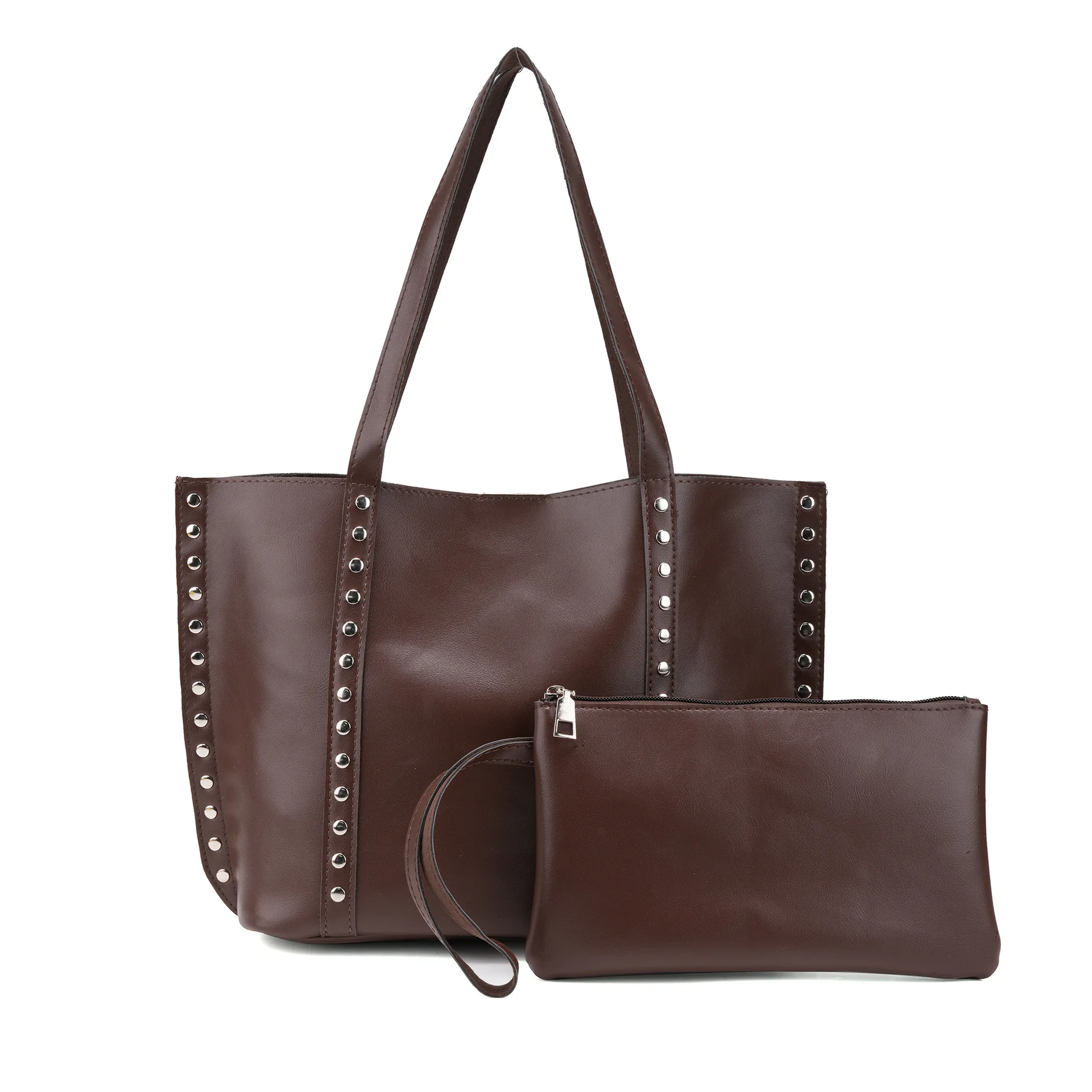 

2025 autumn and winter new rivet large capacity shoulder bag casual and simple hand-held women's bag commuter tote bag