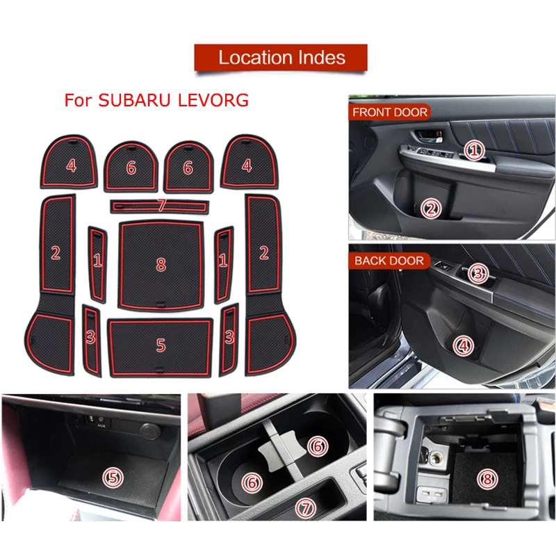 For SUBARU LEVORG 2016 2017 2018 Anti-Slip Gate Slot Mat Rubber Door Groove Cup Pad Auto Interior Slot Non-Slip Mats Accessories