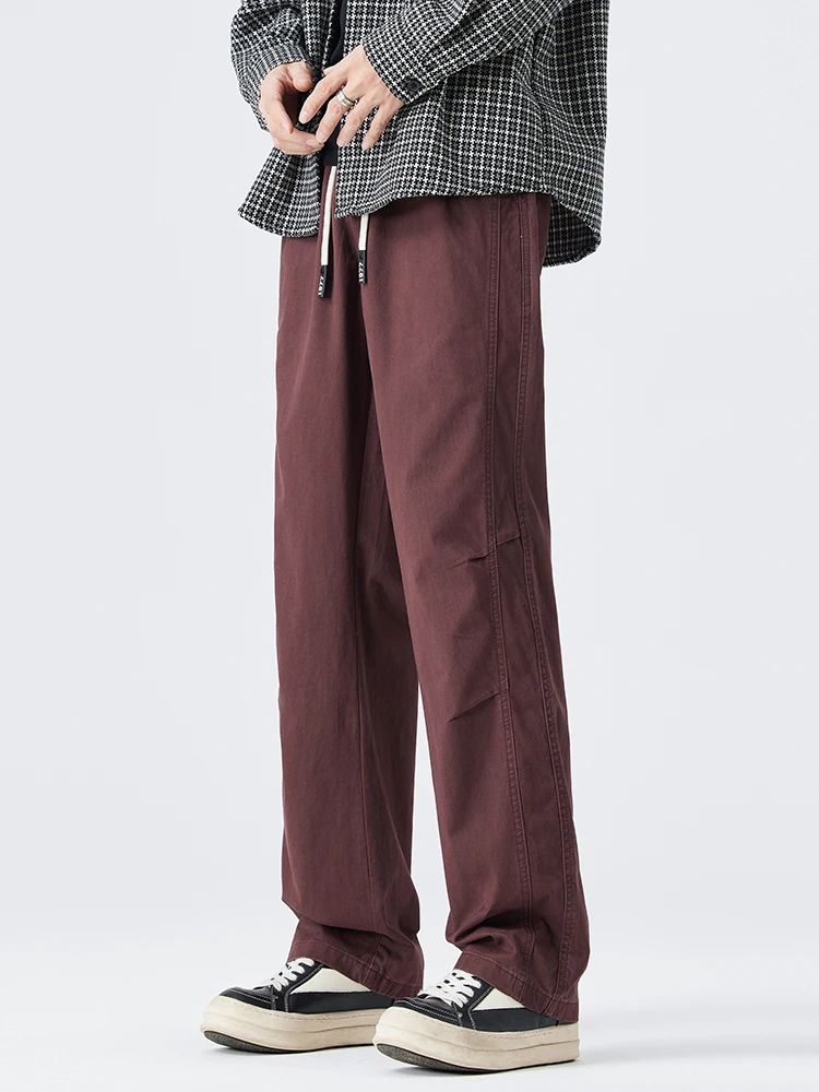 แฟชั่นผู้ชายสบายๆกางเกงฤดูใบไม้ร่วงใหม่ 100% CottonคุณภาพสูงตรงComfort Drawstring SweatpantsชายBaggyกางเกง