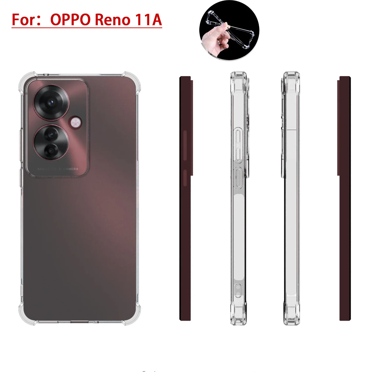 Luftkissen-Schutzhülle für Oppo Reno 3A 5A 7A 9A 11A 13A 15A Transparente Airbag-Silikon-TPU-Rückabdeckung für Oppo Reno 13A 15A – Detail 29