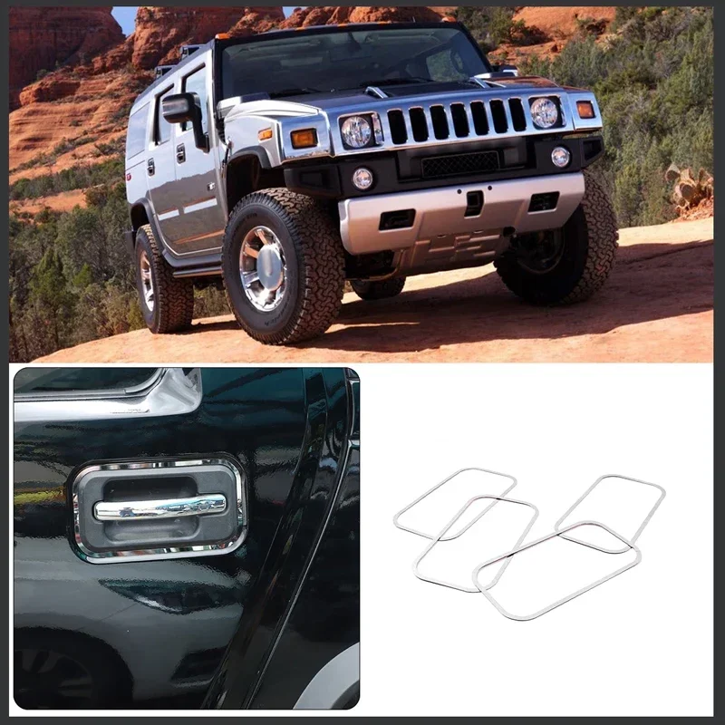 For 2003-09 Hummer H2 stainless steel silver car styling car door outer handle decorative frame sticker car exterior accessories