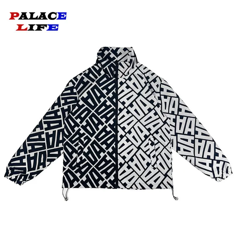 

Hip Hop Patchwork Jacket Men High Street Full letter Print Sports Jackets Couple Overiszed Casual Coats Spring Autumn Outwear