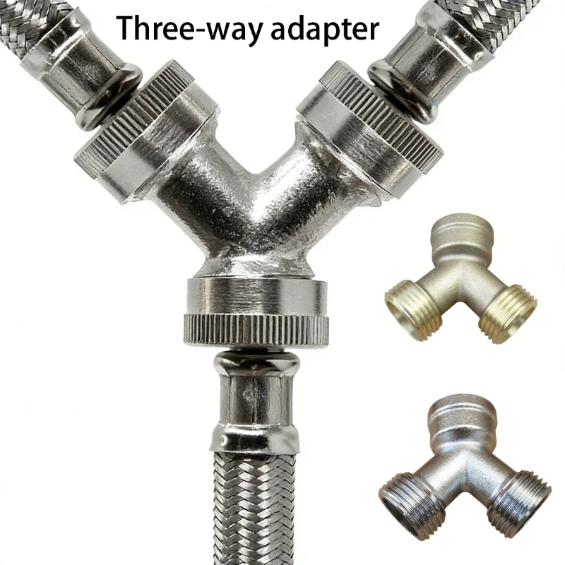 1 Input 2 Output Tees Joint Water Splitter Tees Connector Heavy Duty 3 Way Garden Hose Adapter for Steam Dryer Enduring
