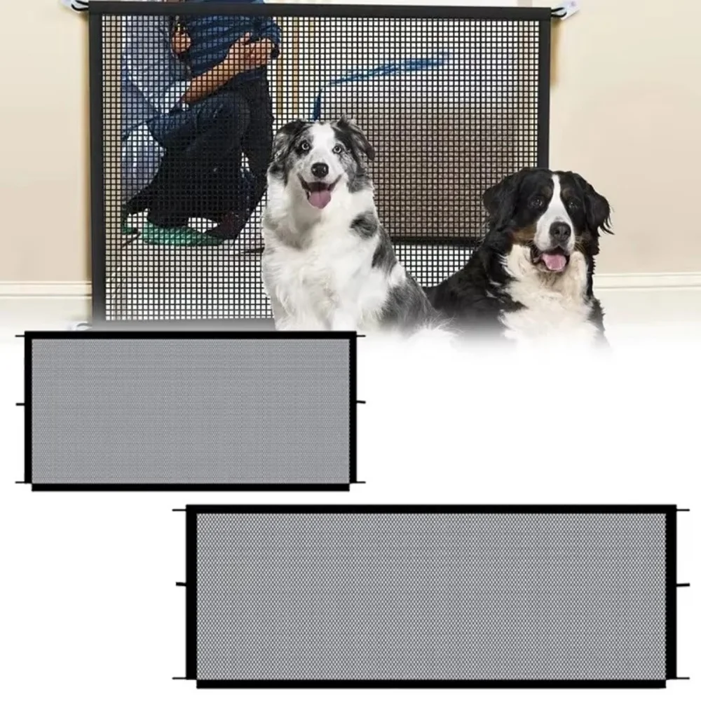 1PC Pet Dog Barrier Fences With 6pcs Hook Pet Isolated Network Stairs Gate New Folding Breathable Mesh Playpen For Dog Fence