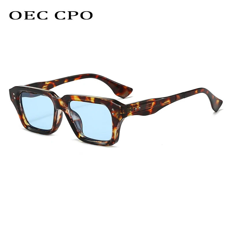 

OEC CPO Retro Square Sunglasses Women Fashion Brand Leopard Blue Shades UV400 Sun Glasses Female Punk Eyewear