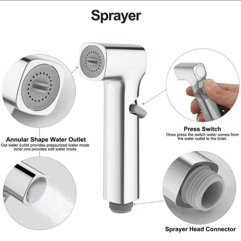 Toilet Bidet Douche Sprayer Stainless Steel Hygienic Shower Head Handheld Water Pressure Control Self Cleaning Accessories