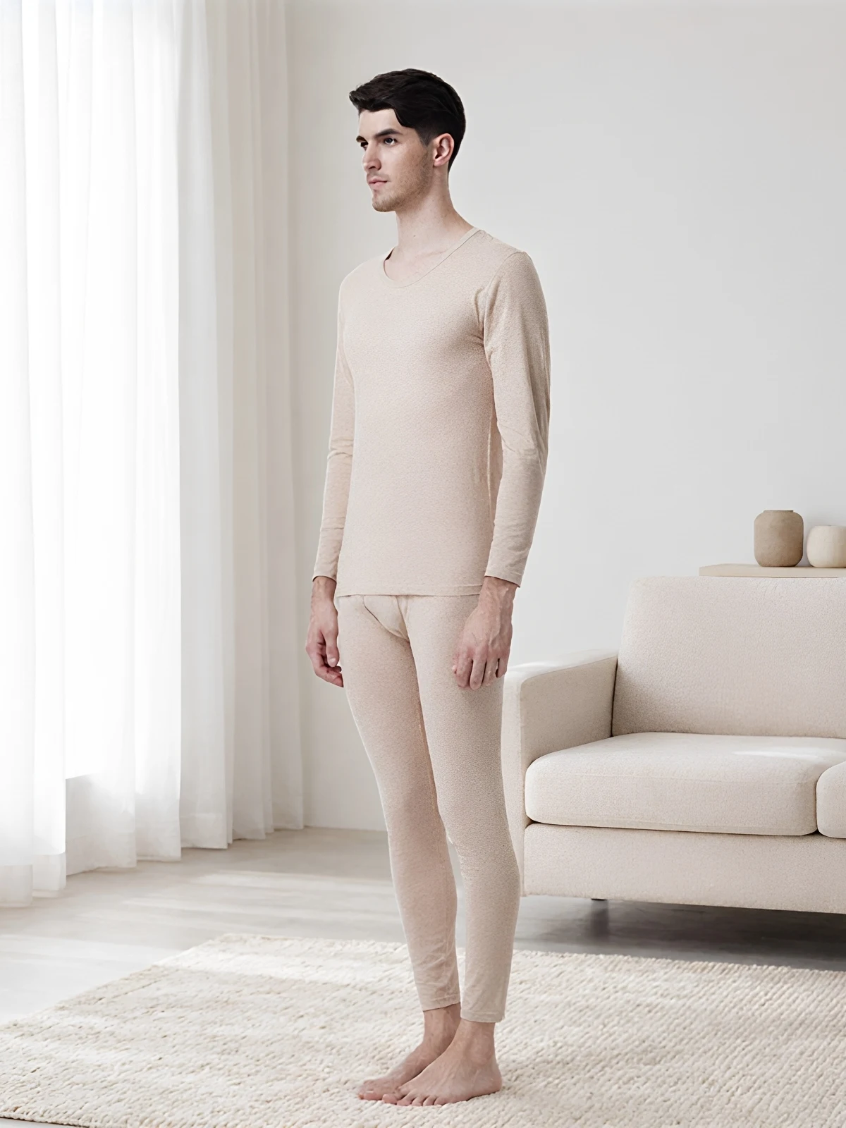 ensemble-de-sous-vetements-thermiques-pour-homme-manches-longues-col-rond-melange-de-coton-et-de-lycra-chaud-et-confortable-couleur-brun-fonce-vetement-d'interieur