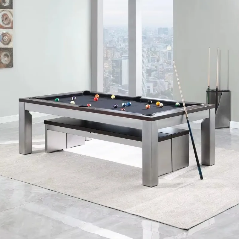 

Billiards Factory Indoor Games Sports Restaurant Billiards Table with Rubber Mat Billiards Table with Dining Table