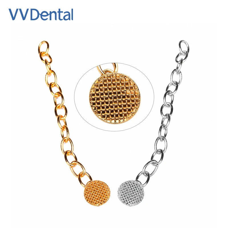 Dental Orthodontic Lingual Button Chain Bondable Mesh Base Traction Hook Gold Silver Orthodontics Dentistry Materials
