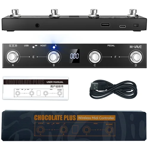 M-VAVE-mando inalámbrico Pro Chocolate Plus, interruptor de pie de 4 botones, compatible con la función de Control de interfaz de Host MIDI