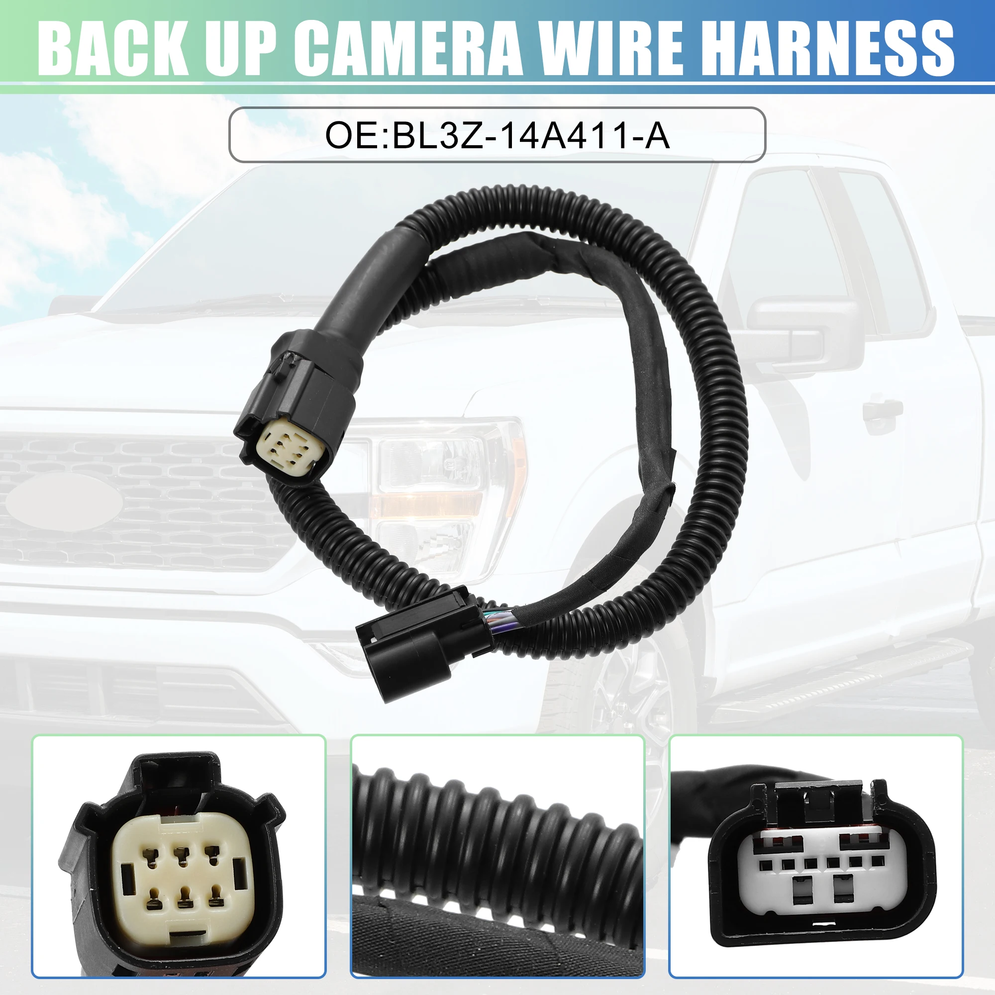 

UXCELL Rear View Back Up Camera Wire Harness BL3Z-14A411-A Rear Park Assist Reverse Camera Wire for Ford F-150 2011-2014